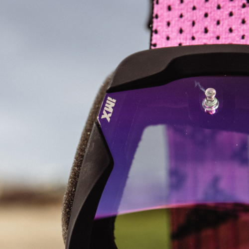 GOGLE cross quad IMX ENDURANCE FLIP BLACK MATT/PINK - Szyba PINK IRIDIUM + Clear